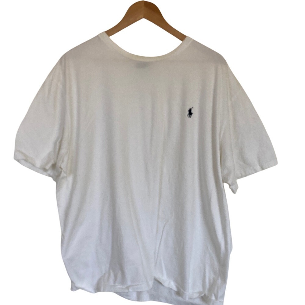 VTG Polo by Ralph Lauren‎ Men's White Short Sleeve Tee Shirt Size XXL Blue Pony